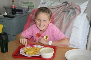 A young patient on the Childrens Ward at Blackpool Victoria Hospital