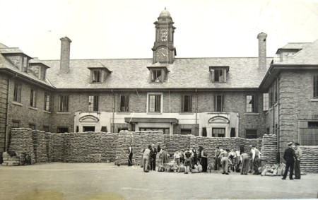 BVH 1939 sandbagged with clock tower.jpg